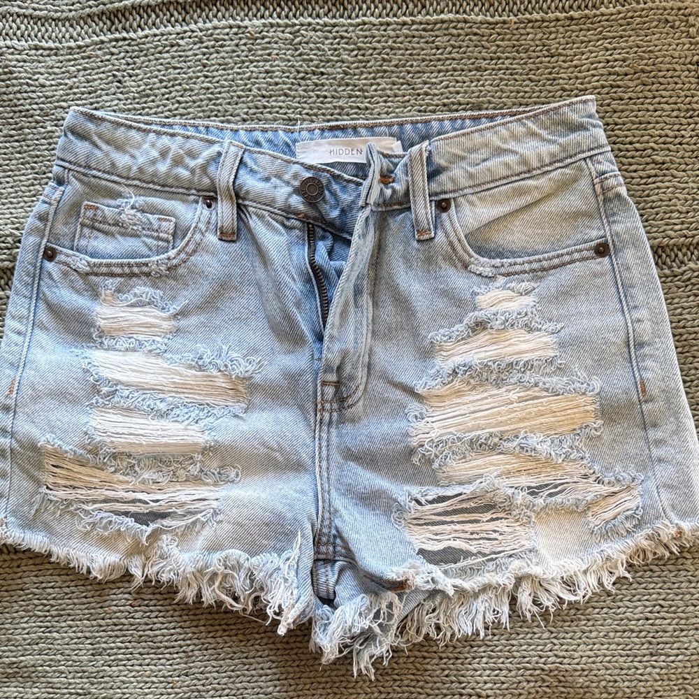 Bohme Light Blue Distressed Jean Shorts